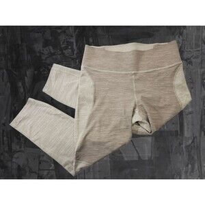 OUTDOOR VOICES Women's L TwoTone Ankle Length Workout‎ Yoga Leggings Beige